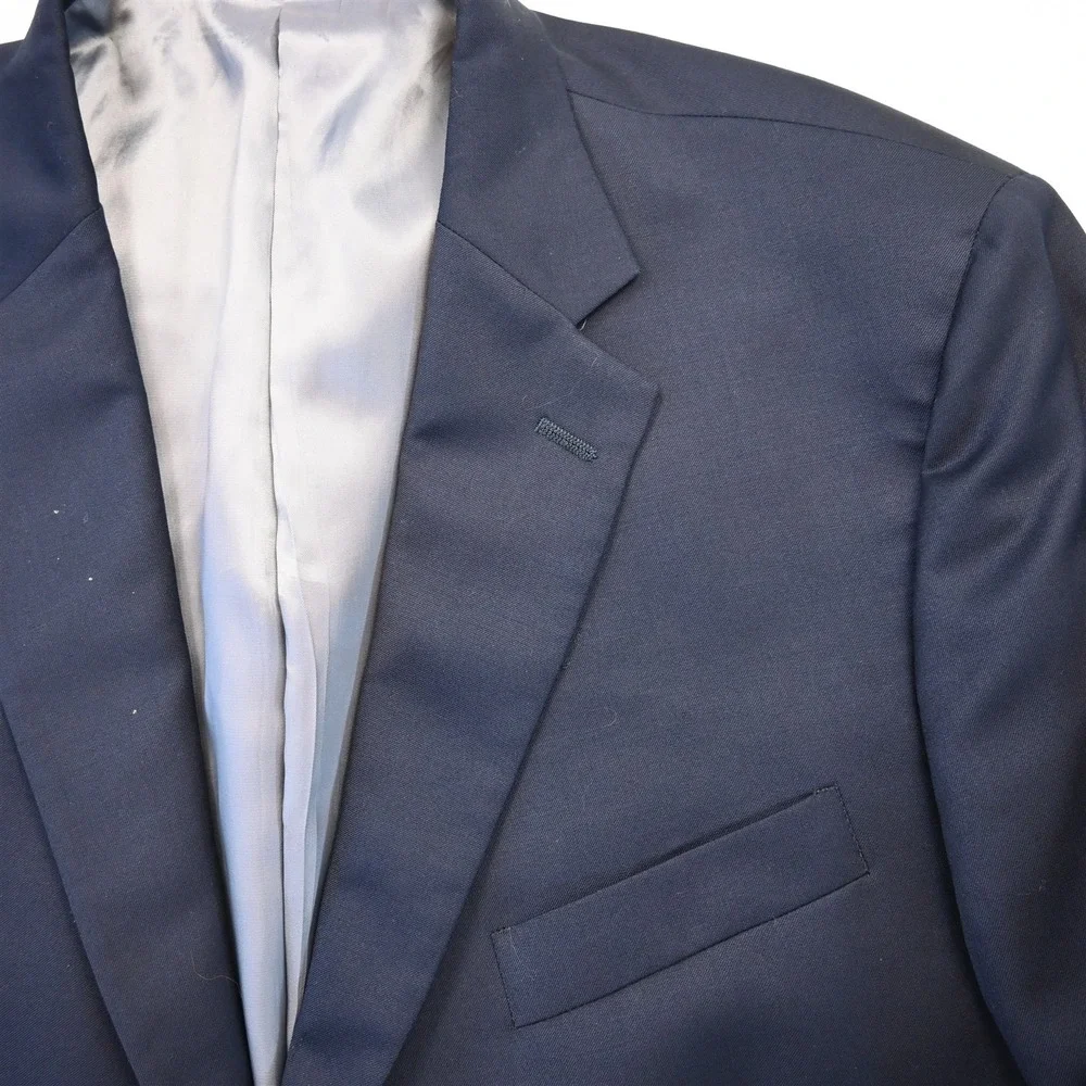 Hart Schaffner Marx 48L Navy Blue Wool USA Gold Button Mens Blazer Sport Coat‎